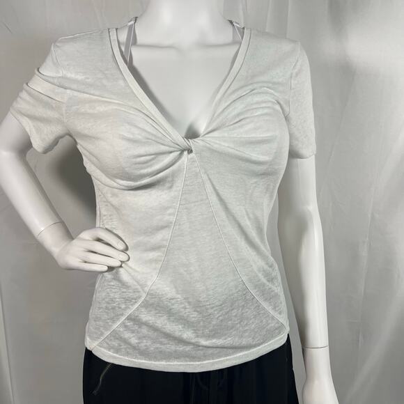 A New Day White Twist Front V-Neck T-Shirt Size Medium - Picture 2 of 8